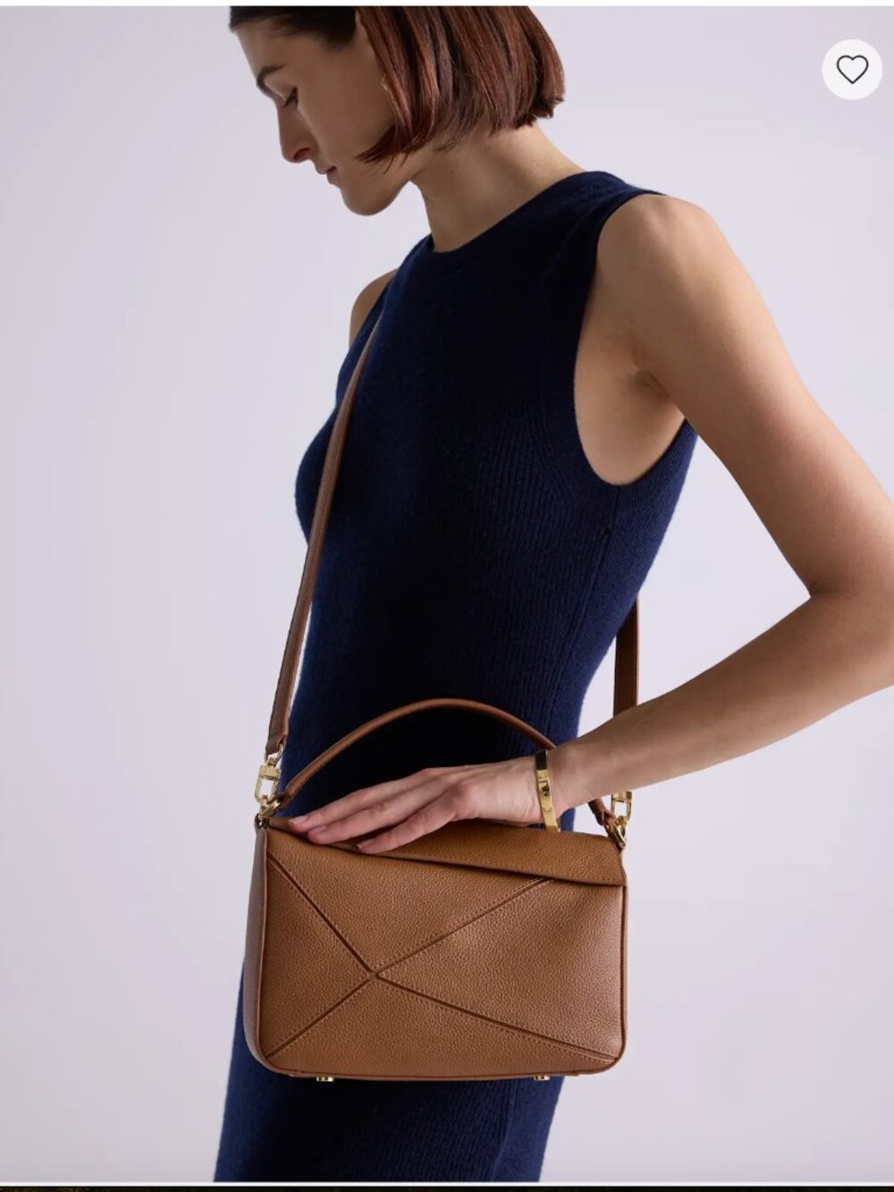 Quince Italian Leather Patchwork Crossbody Bag Cognac Color - Picture 14 of 16
